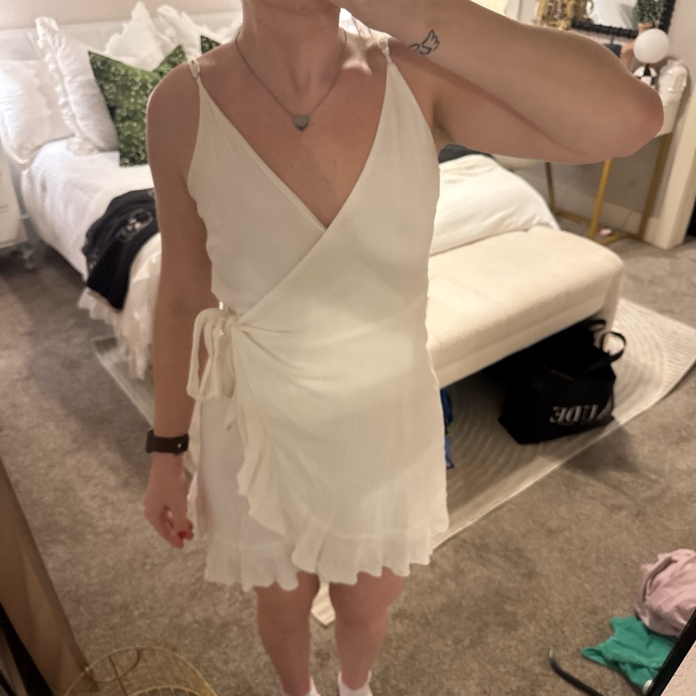 Gianni Bini Cream Mini Wrap Dress